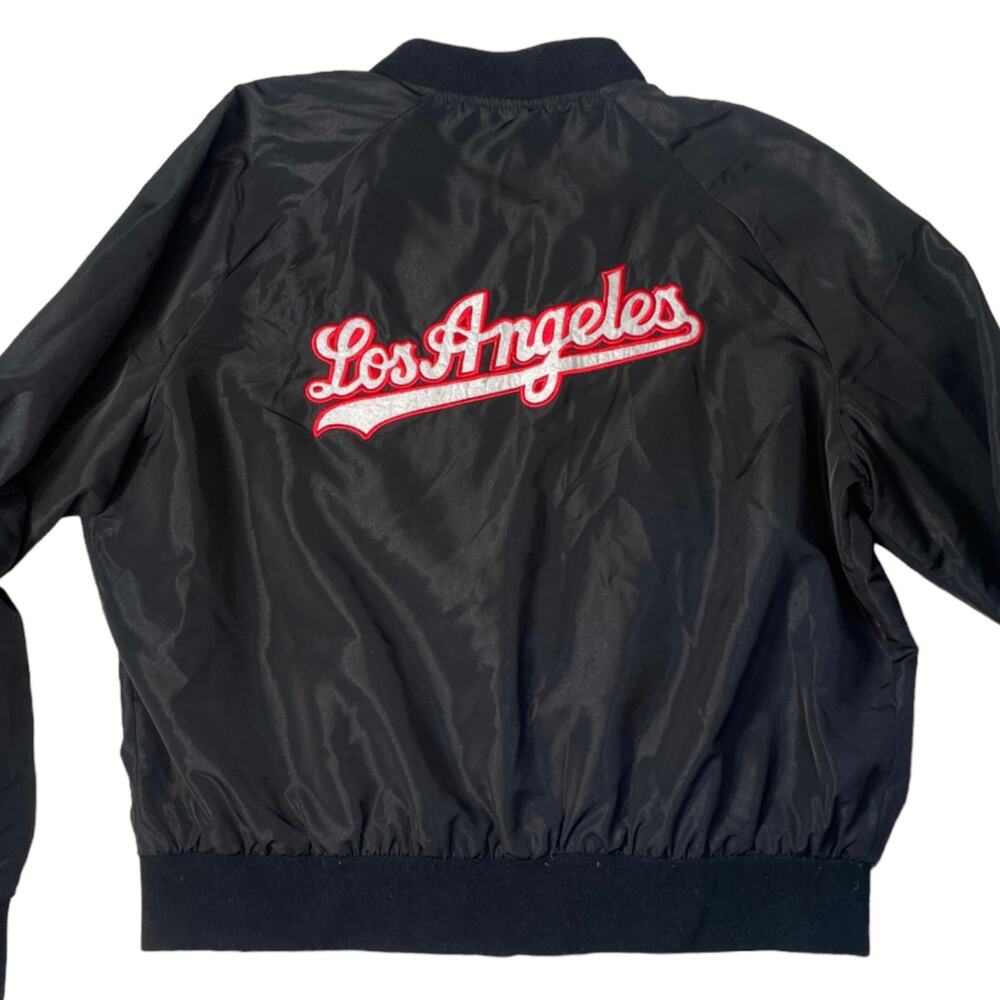 Los Angeles BSWEET Bomber Jacket Women XL Black Bid Red Embroidered LA